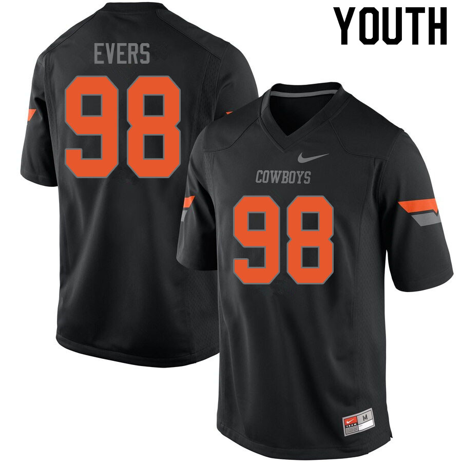 Youth #98 Brendon Evers Oklahoma State Cowboys College Football Jerseys Sale-Black - Click Image to Close